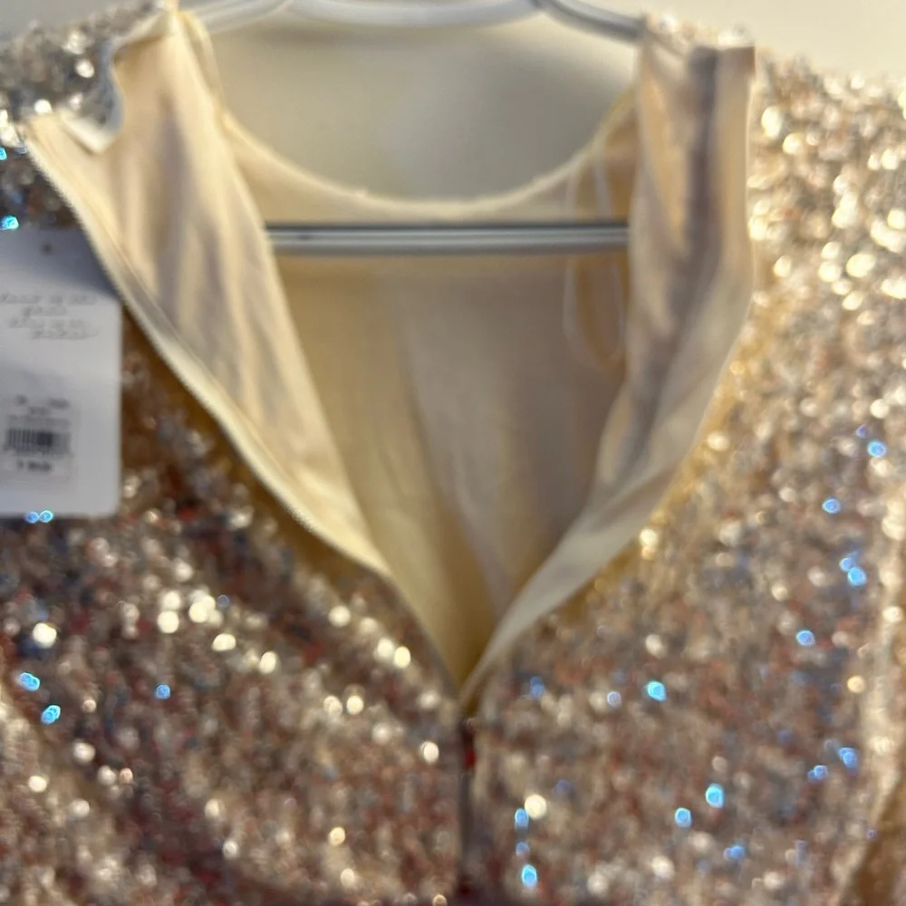 NWT American Threads Sequin Crop Top Women small long sleeve beige sparkle shirt - Picture 6 of 8